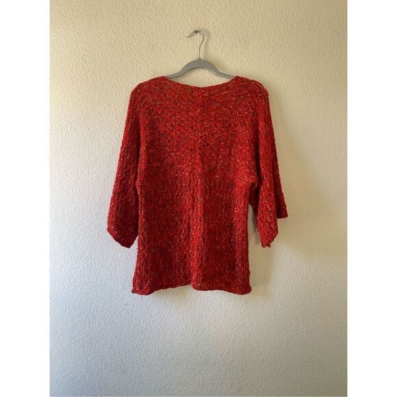 Coldwater creek knit boho lagenlook one‎ button short sleeve cardigan large - Picture 3 of 5